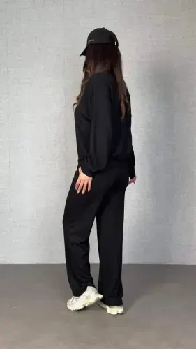 Women's Long Sleeve Bicycle Collar Viscose Two Thread Blouse And Pants Set - BÜYÜKBEDENIZ (1)