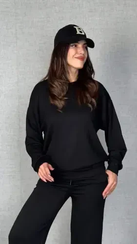 Women's Long Sleeve Bicycle Collar Viscose Two Thread Blouse And Pants Set - 3