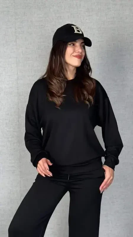 Women's Long Sleeve Bicycle Collar Viscose Two Thread Blouse And Pants Set - 3