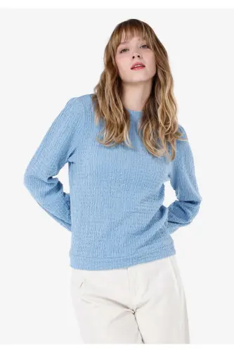 Women's long sleeve blue polo shirt. - 1
