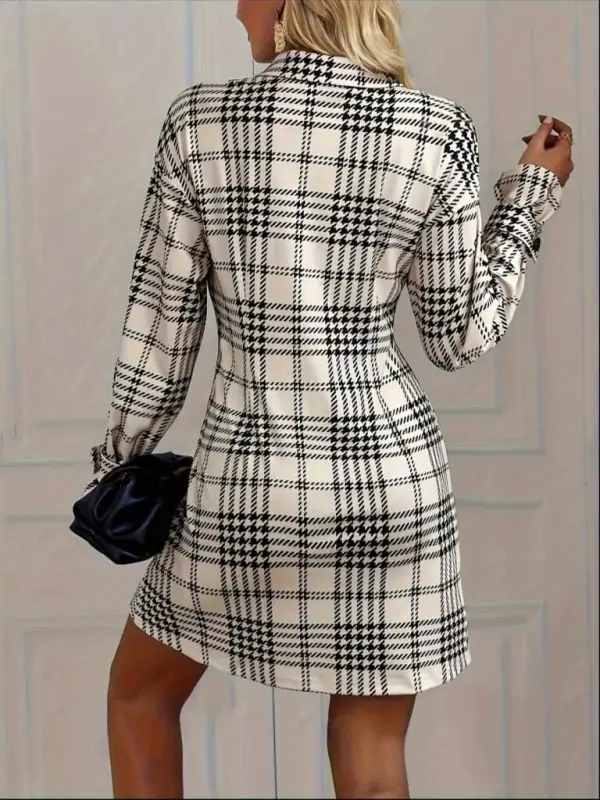 Women's Long Sleeve Collar Button-Down Mini Modal Dress - 3