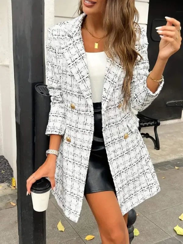 Women's Long Sleeve Collar Button-front Woven Jacket - 1