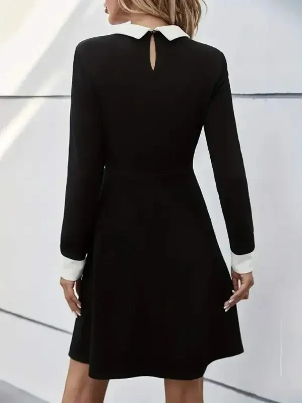 Women's Long Sleeve Collar Buttoned Short Modal Mini Dress - 4