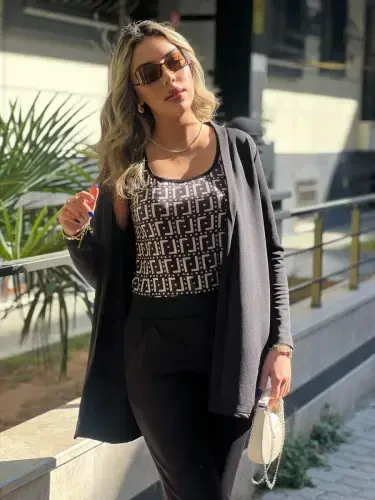 Women's Long Sleeve Crepe Three Piece Set - 6