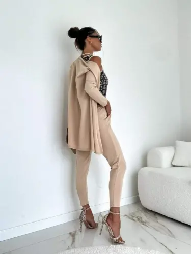Women's Long Sleeve Crepe Three Piece Set - 10