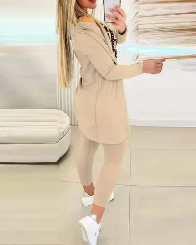 Women's Long Sleeve Crepe Three Piece Set - 3