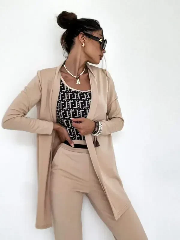 Women's Long Sleeve Crepe Three Piece Set - 8