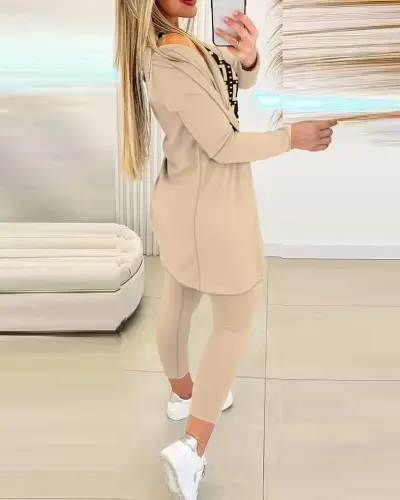 Women's Long Sleeve Crepe Three Piece Set - 3