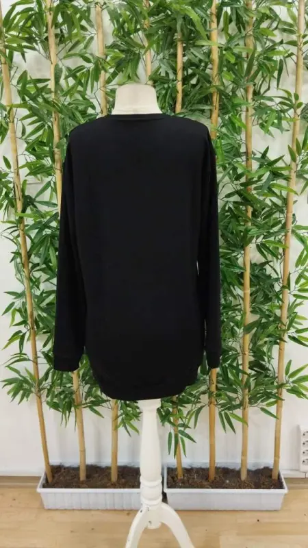 Women's Long Sleeve Crew Neck Bear Patterned Viscose Two Thread Dress - 5