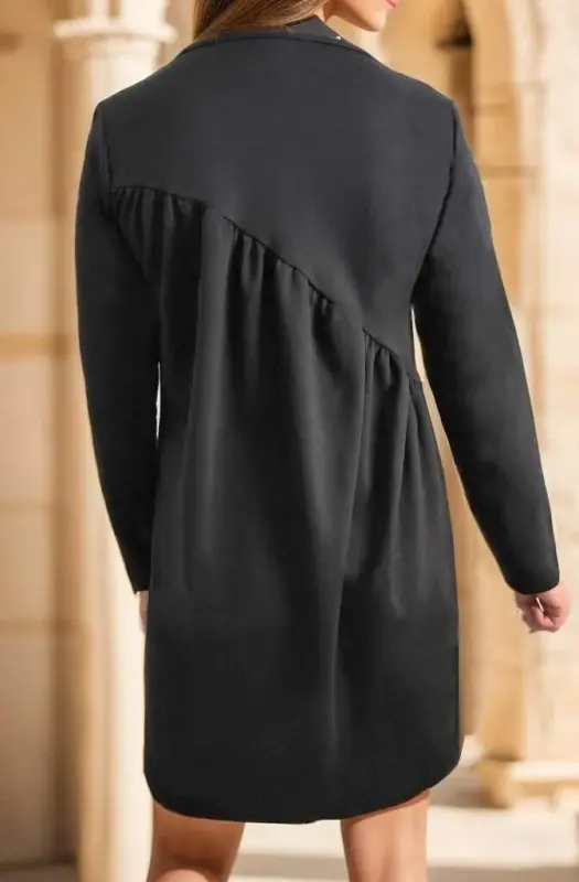 Women's Long Sleeve Crew Neck Cross Ruched Detail Two-Thread Mini Dress - 7