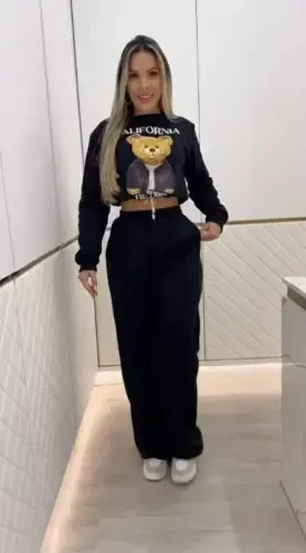 Women's Long Sleeve Crew Neck Patterned Two Thread Fleece Blouse and Pants Set - BÜYÜKBEDENIZ (1)