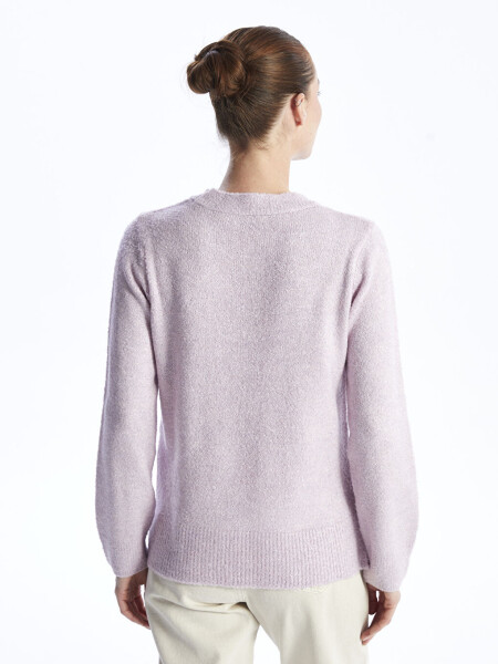 Women's Long Sleeve Crew Neck Plain Knit Sweater - 12