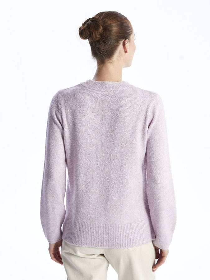 Women's Long Sleeve Crew Neck Plain Knit Sweater - 12