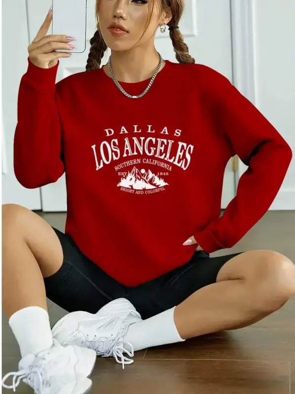 Women's Long Sleeve Crew Neck Viscose Two Thread Blouse - 1