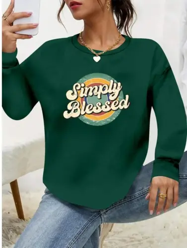 Women's Long Sleeve Crew Neck Viscose Two Thread Blouse - 1