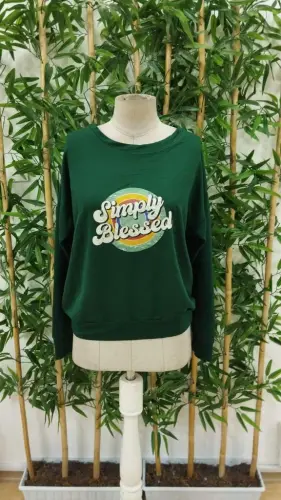 Women's Long Sleeve Crew Neck Viscose Two Thread Blouse - 4