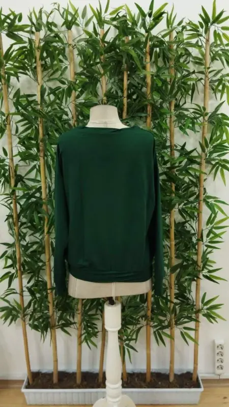 Women's Long Sleeve Crew Neck Viscose Two Thread Blouse - 5