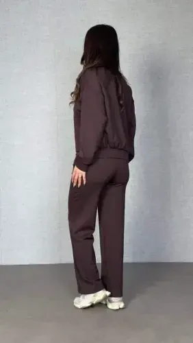 Women's Long Sleeve Crew Neck Viscose Two Thread Blouse and Pants Set - 2
