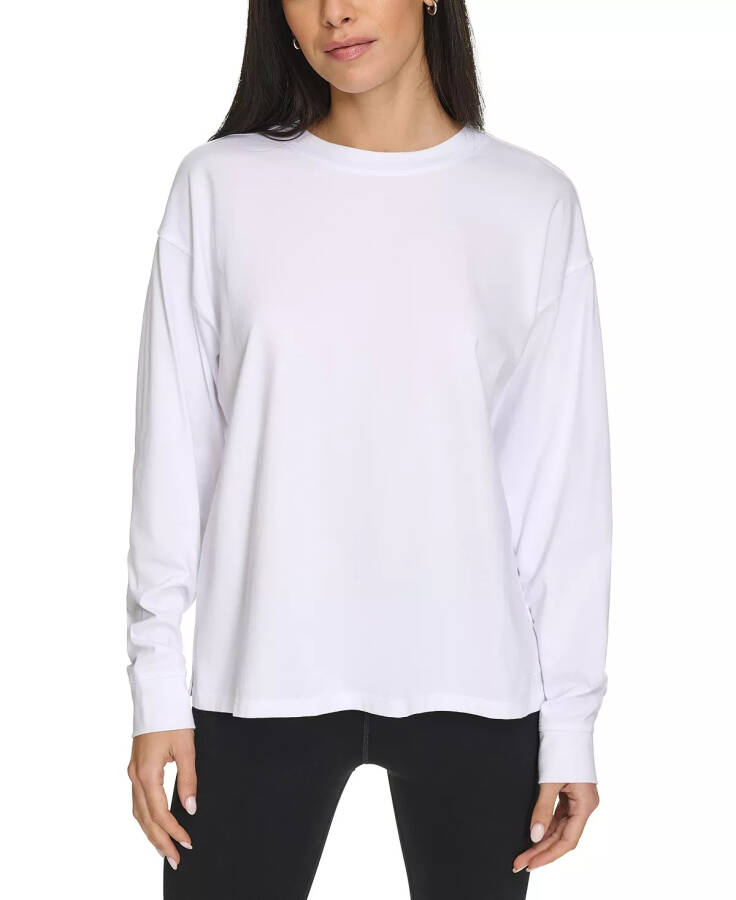 Women's Long-Sleeve Crewneck T-Shirt White - 4