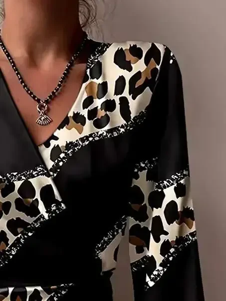 Women's Long Sleeve Crossover Collar Asymmetric Detail Mini Modal Dress - 2