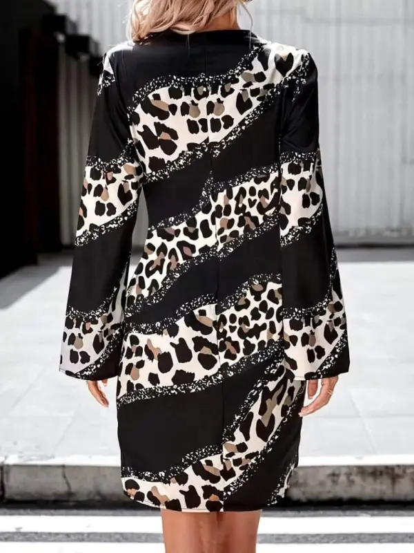 Women's Long Sleeve Crossover Collar Asymmetric Detail Mini Modal Dress - 5