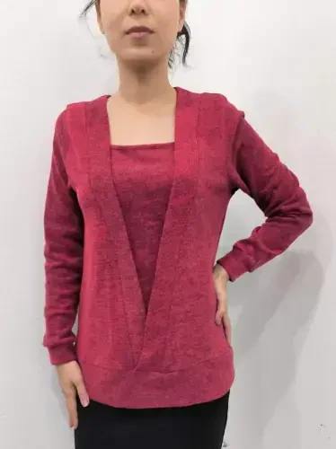 Women's Long Sleeve Crossover Neck Cuff Detail Fluffy Blouse - BÜYÜKBEDENIZ (1)