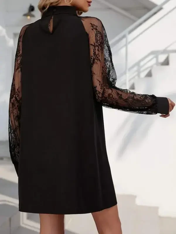 Women's Long Sleeve Drop Detail Sandy Mini Dress - 3