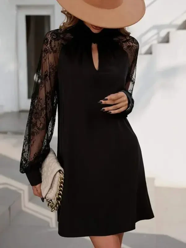 Women's Long Sleeve Drop Detail Sandy Mini Dress - 6