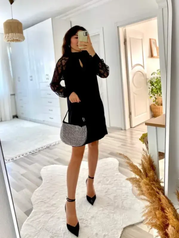 Women's Long Sleeve Drop Detail Sandy Mini Dress - 9