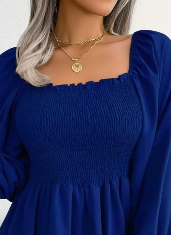 Women's Long Sleeve Geometric Collar Guipure Detailed Crepe Blouse - 2