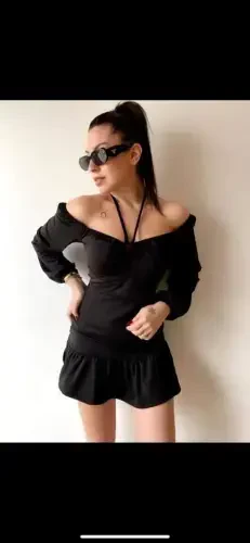 Women's Long Sleeve Halter Neck Detail Mini Dress - 2