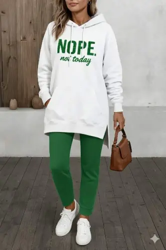 Women's Long Sleeve Hooded Drawstring Viscose Two Thread Sweatshirt - 2