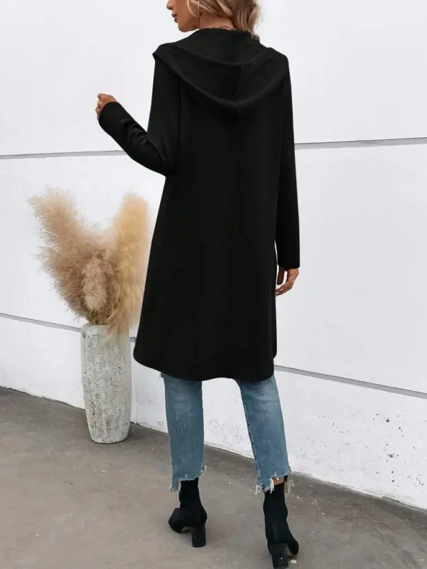 Women's Long Sleeve Hooded Front Zippered Midi Scuba Jacket - 5