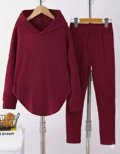 Women's Long Sleeve Hooded Meloni Blouse and Pants Set - 1