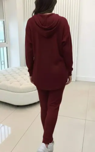 Women's Long Sleeve Hooded Meloni Blouse and Pants Set - 4