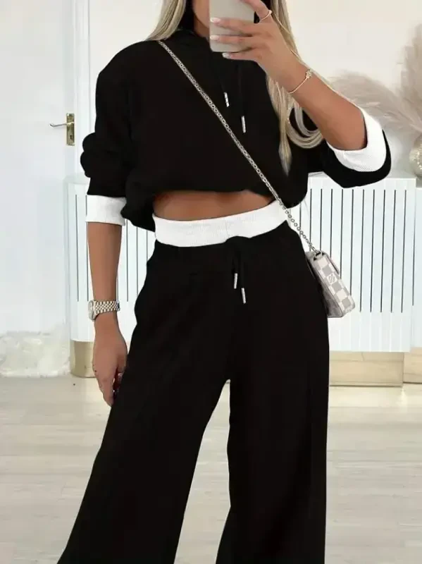 Women's Long Sleeve Hooded Viscose Two Thread Blouse and Pants Set - BÜYÜKBEDENIZ