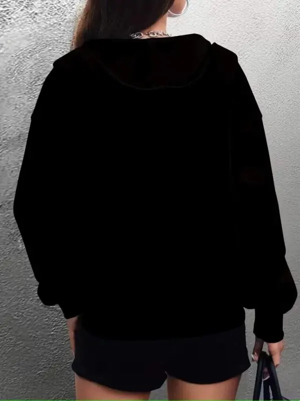 Women's Long Sleeve Hooded Zippered Front Pocket Detailed Fleece Lined Two Thread Jacket - 7