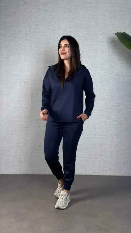 Women's Long Sleeve Hoodie Two Piece Set - 1