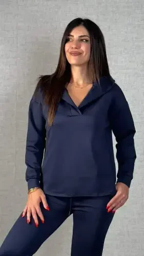 Women's Long Sleeve Hoodie Two Piece Set - BÜYÜKBEDENIZ (1)