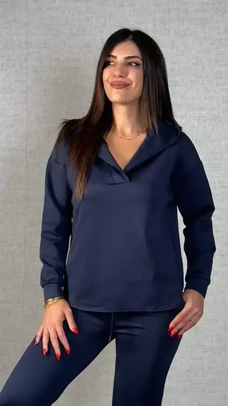 Women's Long Sleeve Hoodie Two Piece Set - 2