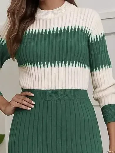 Women's Long Sleeve Knit Skirt Set - 2