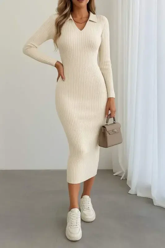 Women's Long Sleeve Knitted Dress - BÜYÜKBEDENIZ