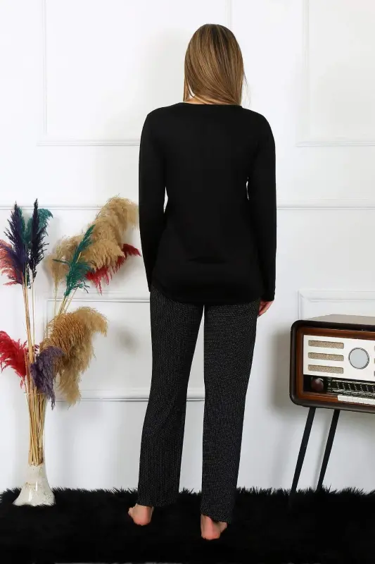 Women's Long Sleeve Knitted Pajamas Set 4193 - 3
