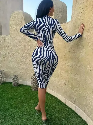 Women's Long Sleeve Micro Midi Dress - 7