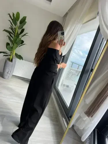 Women's Long Sleeve One Shoulder Cut Out Modal Blouse And Pants Set - 4