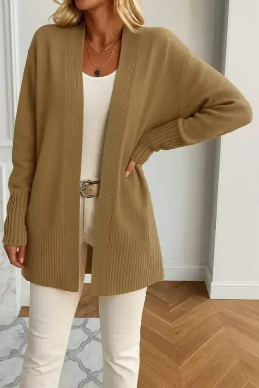 Women's Long Sleeve Open Front Knit Cardigan - BÜYÜKBEDENIZ