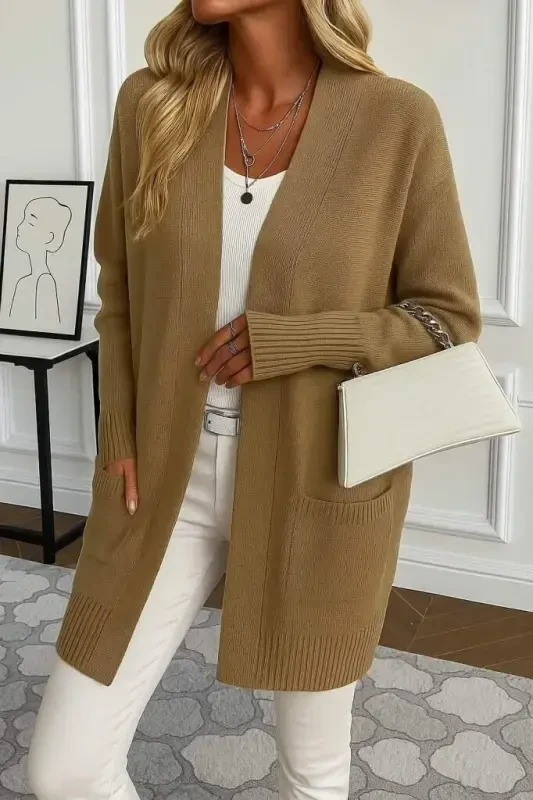 Women's Long Sleeve Open Front Knit Cardigan - 2