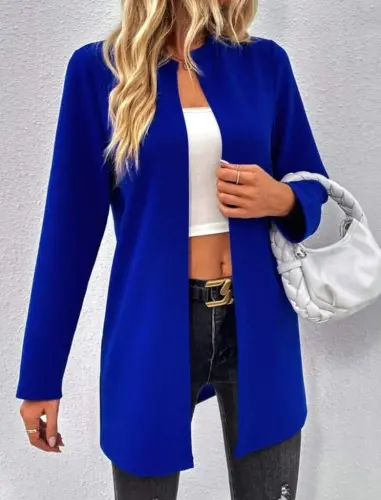 Women's Long Sleeve Open Front Long Modal Cardigan - 5