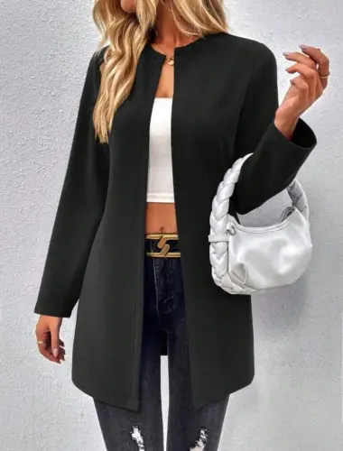 Women's Long Sleeve Open Front Long Modal Cardigan - 1