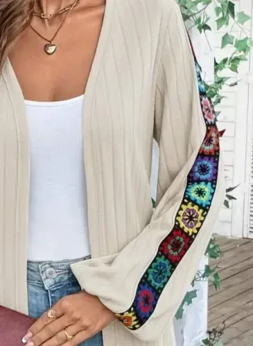 Women's Long Sleeve Open Front Sherpa Cardigan Jacket - BÜYÜKBEDENIZ (1)